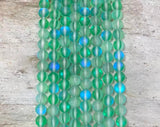 Matte Mermaid Glass Beads aka Mystic Aura Quartz, Round 6mm 8mm