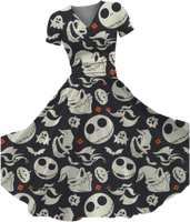 *PREORDERS ARRIVING BY OCTOBER* WOMEN'S VINTAGE HALLOWEEN MOVIE PRINT MAXI DRESS