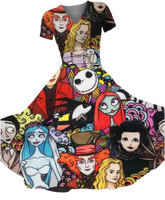 *PREORDERS ARRIVING BY OCTOBER* WOMEN'S VINTAGE HALLOWEEN MOVIE PRINT MAXI DRESS
