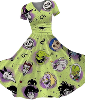 *PREORDERS ARRIVING BY OCTOBER* WOMEN'S VINTAGE HALLOWEEN MOVIE PRINT MAXI DRESS
