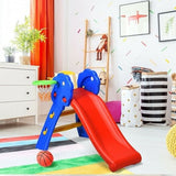 2 Step Indoors Kids Plastic Folding Slide with Basketball Hoop
