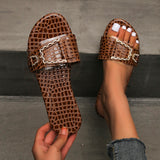 Snake Pattern Slippers Buckle Transparent Sandals Women Beach Shoes