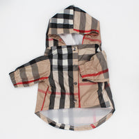 Simple Waterproof Windbreaker Fabric Plaid Pet Dog Clothes Autumn Teddy Schnauzer Bichon Frise Jarre Aero Bull Clothing