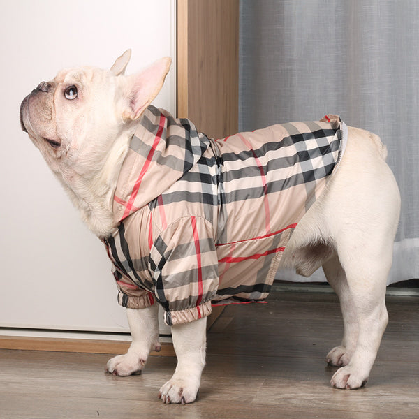 Simple Waterproof Windbreaker Fabric Plaid Pet Dog Clothes Autumn Teddy Schnauzer Bichon Frise Jarre Aero Bull Clothing