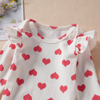 Infant Children's Valentine's Day White Love Top  Flared Trousers Two-Piece Set