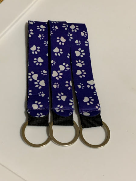 Blue Paw Print Key Fobs