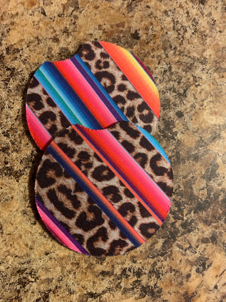 Serape Leopard Car Coasters