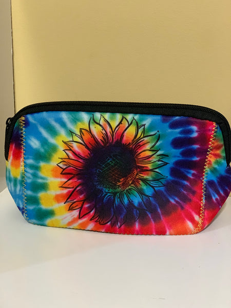 Tie Dye Sunflower Cosmetic or Pencil Bag