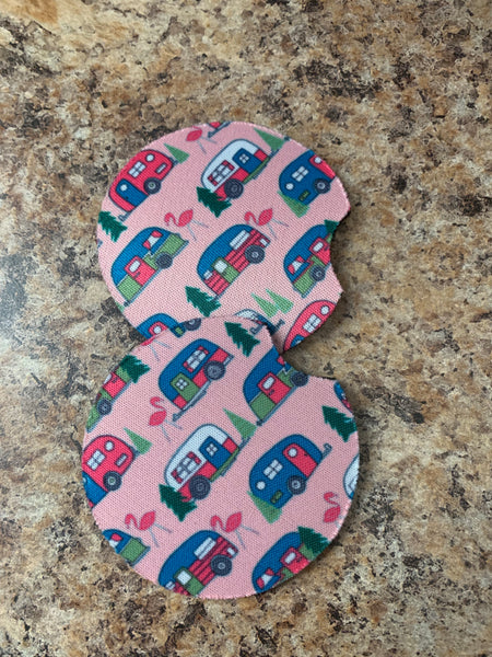 RV Camper Pink Car Coasters