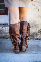 Brown + Leopard Concho Fringe Boots (Arriving July 15)