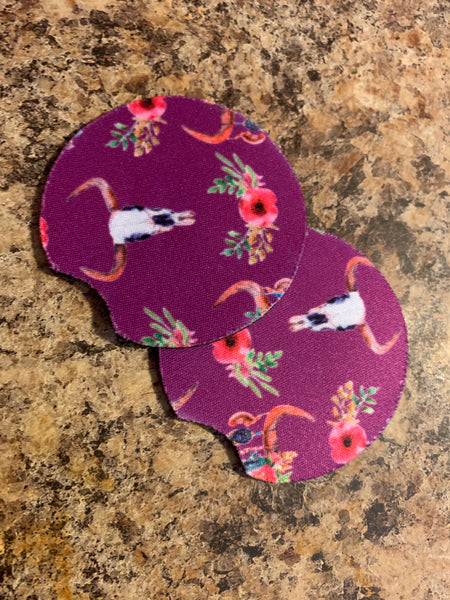Bull Skull Car Coasters