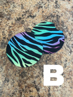 Neon Zebra Car Coasters
