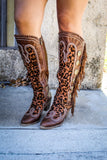 Brown + Leopard Concho Fringe Boots (Arriving July 15)