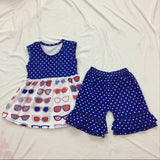 July 4th Sunglasses Ruffle Shorts Set